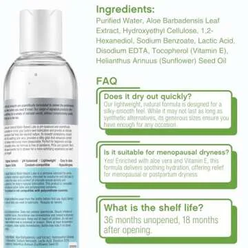 Lubelab Waterbased Lube 8.3 Fl Oz. Personal Lubricant w/Aloe & Vitamin E, Hypoallergenic, Free of Paraben&Glycerin&PEGs, PH-Balanced, Natural Smooth Slippery Glide Gel for Couples, Men, Women