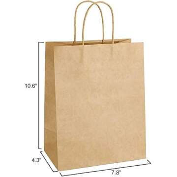 Eco-Friendly Kraft Paper Gift Bags - 100pcs Durable and Stylish