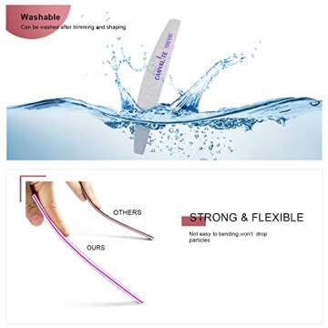 Canvalite 12pcs 100 Grit Nail Files for Acrylic Nails Emery Board Nail Styling Tools for Home and Salon Use