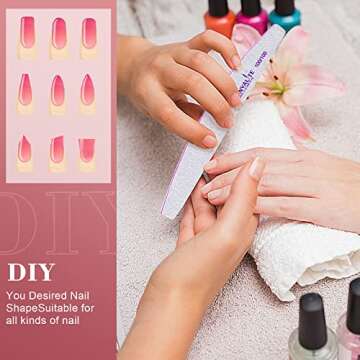 Canvalite 12pcs 100 Grit Nail Files for Acrylic Nails Emery Board Nail Styling Tools for Home and Salon Use