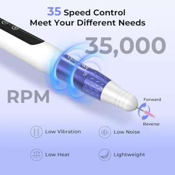 Cordless Nail Drill, Lavinda Professional 35000RPM Electric Nail Drill Kit for Acrylic Gel Nails, Portable Rechargeable Nail File Set Efile Nail Drill Machine with Drill Bits Sanding Bands