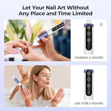 Cordless Nail Drill, Lavinda Professional 35000RPM Electric Nail Drill Kit for Acrylic Gel Nails, Portable Rechargeable Nail File Set Efile Nail Drill Machine with Drill Bits Sanding Bands