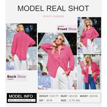 Stylish Waffle Knit Shacket for Women in Hot Pink