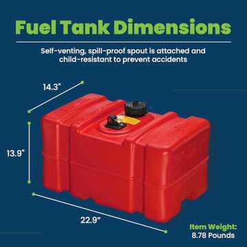 Scepter Portable Marine Gasoline Fuel Storage Tank with 2-Way Vented Cap, 12 Gallon