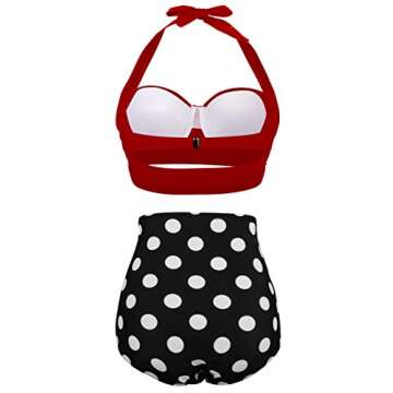 Aixy High Waisted Retro Polka Dot Women's Swimsuit