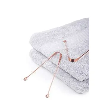 Atmiko Tongue Scraper, Ayurvedic Tongue Cleaner (Pack of 2) Pure Copper Metal Tongue Brush Sweeper for Daily Oral Dental Hygiene Fresh Breath and Health + Cotton Pouch