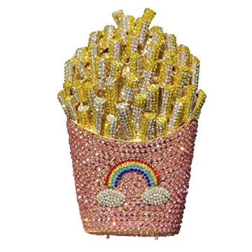 DEBIMY French Fries Chips Rhinestone Clutch Women Crystal Handbag Sparkly Evening Bag Purses for Wed...