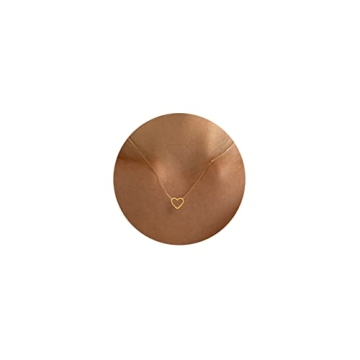 Tewiky Gold Heart Necklace for Women 14k Gold Plated Charm