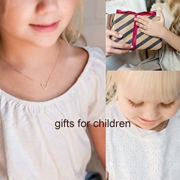 Tewiky Gold Heart Necklace for Women 14k Gold Plated Charm