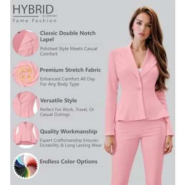 Hybrid & Company Women's Stylish Hot Pink Blazer - Perfect for Office & Casual Occasions