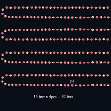 Decor365 Glitter Rose Gold Circle Dots Garland Party Decorations Paper Polka Dots Hanging Streamer String Bunting Banner Backdrop Background Decor Wedding Birthday Anniversary Engagement Christmas