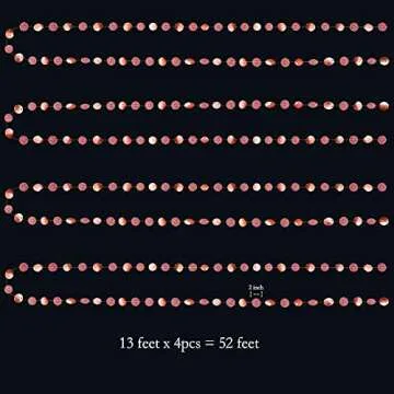 Decor365 Glitter Rose Gold Circle Dots Garland Party Decorations Paper Polka Dots Hanging Streamer String Bunting Banner Backdrop Background Decor Wedding Birthday Anniversary Engagement Christmas