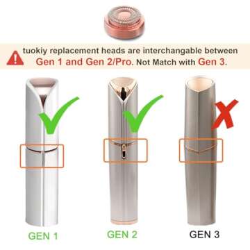 Gen 2 Replacement Heads for Flawless Facial Hair Remover, Replacement Blades for Finishing Touch Fla...
