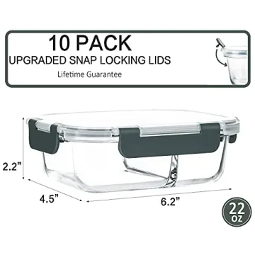 High-Quality Glass Meal Prep Containers Set of 10