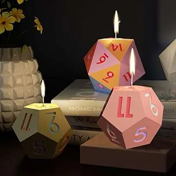 Large Dice Resin Molds, 2 Styles Silicone Dice Mold for Epoxy Resin Casting, Triangle Hexagonal D20 D12 Dice Game Mold with Number, Silicone Resin Candle Mold for DIY Art Craft Home Decor