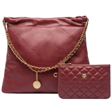 DORIS&JACKY Quilted Leather Tote Bag - Elegant & Spacious Handbag for Work & Travel