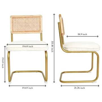 Stylish CangLong Mid-Century Modern Rattan Dining Chairs