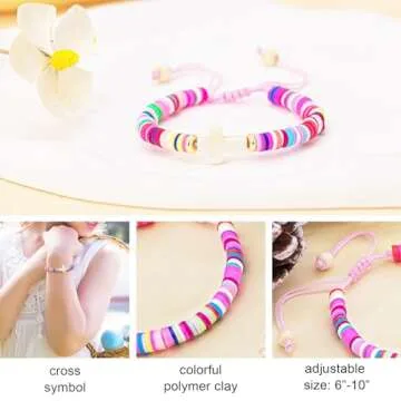 TOLOWOBK Easter Basket Stuffers for Teens Kids Girls Cross Bracelet Christian Gifts Jesus WWJD Bracelets Religious Jewelry Baptism Confirmation First Communion Gifts for Teen Girls Daughter Niece