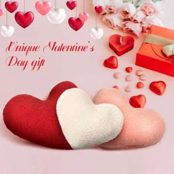 Yuntau 3 Pieces Sherpa Valentine's Day Heart Shaped Decorative Throw Pillows Red Pink Fluffy Love Pillow Aesthetic Coquette Room Decor for Gift Bed Sofa Couch(Red, Pink, White)