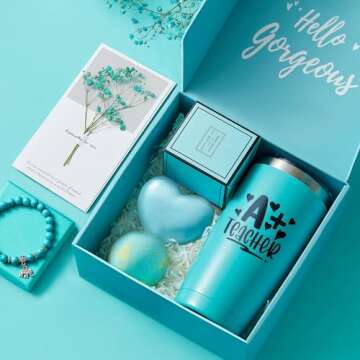 Teacher Appreciation Gifts, Teacher Gifts for Women, Teacher Christmas Gifts, Teacher Birthday Gifts, Thank You Gifts - Personalized Teacher Gifts for Back to School, End of Year, Teacher Week, Blue