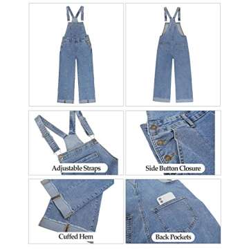 Vetinee Denim Rompers And Jumpsuits For Women Wide Leg Overalls Jumpsuit Casual Jeans Loose Overalls For Women Womens Overalls Denim Soft Sky Blue Size Medium Size 8 Size 10