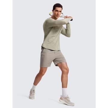CRZ YOGA Lightweight Long Sleeve Shirts for Men Moisture Wicking Quick Dry T-Shirt Workout Running Basic Tee Tops Limestone Green Large