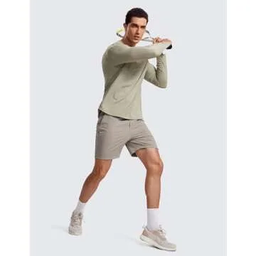 CRZ YOGA Lightweight Long Sleeve Shirts for Men Moisture Wicking Quick Dry T-Shirt Workout Running Basic Tee Tops Limestone Green Large