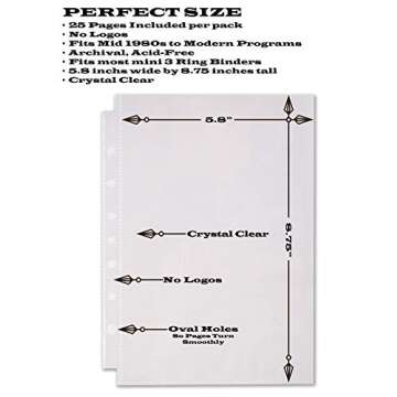 2Fold Sheet Protectors for Broadway Play Programs - 25 Pack of High-Quality Protectors (5.8 x 8.75)