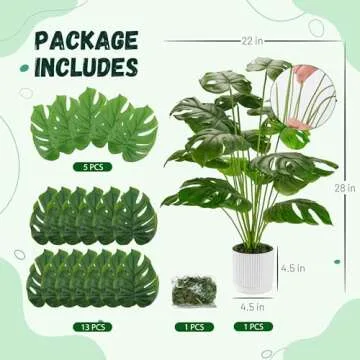 Der Rose 28" Fake Plants Large Artificial Monstera Faux Plants Indoor Tall for Outdoor Floor Front Porch Decor