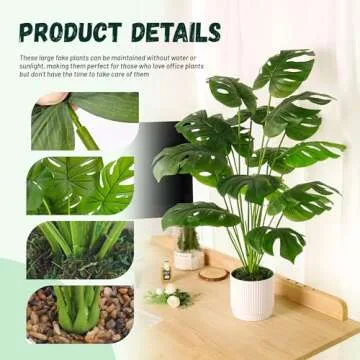 Der Rose 28" Fake Plants Large Artificial Monstera Faux Plants Indoor Tall for Outdoor Floor Front Porch Decor