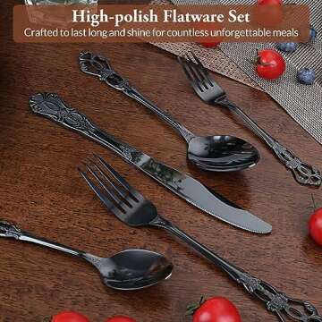 PUREAIN 30-Piece Retro Royal Silverware Set for 6