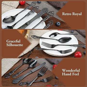 PUREAIN 30-Piece Retro Royal Silverware Set for 6