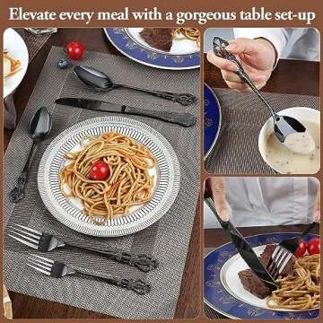 PUREAIN 30-Piece Retro Royal Silverware Set for 6