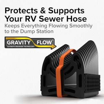 Camco Sidewinder 20-Ft RV Sewer Hose Support - Flexible Telescoping Design for Curving Around Obstacles & Deep Cradles Secure RV Sewer Hose - Out-of-Box Ready & Folds for RV Storage (43052)