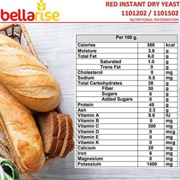 Bellarise (Red) Instant Dry Yeast - 1 LB Fast Acting Instant Yeast for Bread