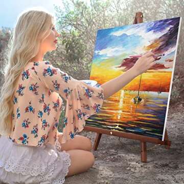 abitcha Art Easel Wooden Stand - 63" Tripod Display Artist Wood Easel - Adjustable Floor Stand for W...