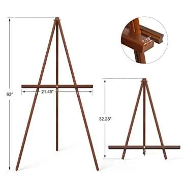 abitcha Art Easel Wooden Stand - 63" Tripod Display Artist Wood Easel - Adjustable Floor Stand for Wedding Welcome Sign, Painting, Drawing Board, Display Show - Brown