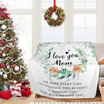 Dear Mom Blanket Throw Blankets Anniversary Birthday Gift for Mom from Daughter Son - Super Soft Flannel Throw Blankets for Christmas Day for Bed Couch - 50 x 60 Inches