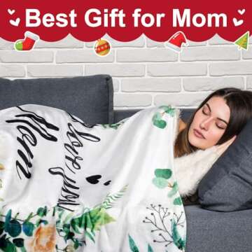 Dear Mom Blanket Throw Blankets Anniversary Birthday Gift for Mom from Daughter Son - Super Soft Flannel Throw Blankets for Christmas Day for Bed Couch - 50 x 60 Inches