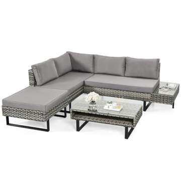 YITAHOME 4 Pieces Patio Furniture Set - Stylish Outdoor Rattan Lounge