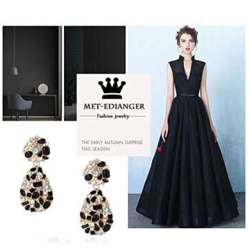 Glamorous Black Rhinestone Teardrop Earrings for Women