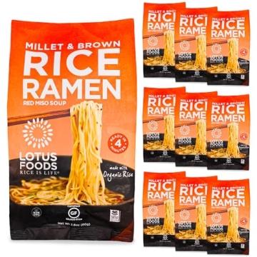 Lotus Foods Organic Millet & Brown Rice Ramen with Miso Soup - Gluten Free, Vegan Ramen Noodles
