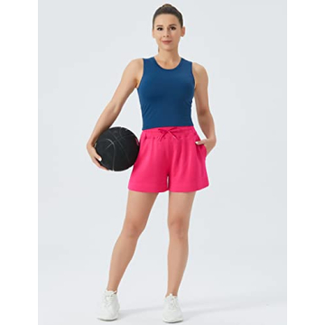 High Waisted Drawstring Sweat Shorts for Women