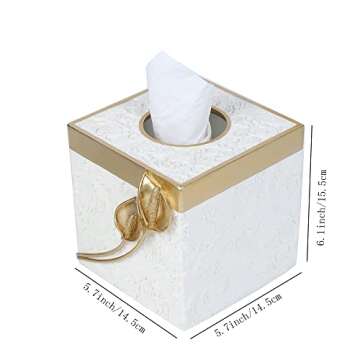 Hymmah Modern Square Tissue Box Cover Holder,Bathroom Accessories Decor Unique Design Tissue Box Cov...