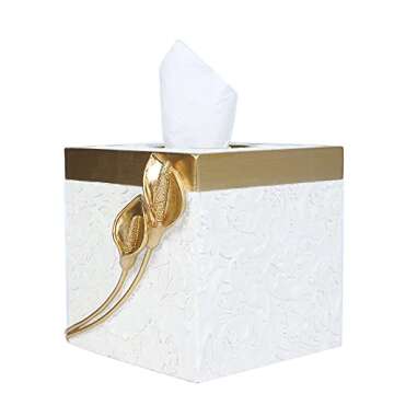 Hymmah Modern Square Tissue Box Cover Holder,Bathroom Accessories Decor Unique Design Tissue Box Cover for Bathroom Vanity Counter Tops Also Great for Bedrooms and Living Rooms