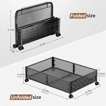 Under Bed Storage, Under the Bed Storage Containers with Wheels, Under Bed Shoe Storage Organizer Drawer, Tool-free Assembly Metal Underbed Storage Containers for Bedroom Clothes Shoes Blankets -2Pack