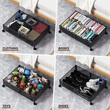 Under Bed Storage, Under the Bed Storage Containers with Wheels, Under Bed Shoe Storage Organizer Drawer, Tool-free Assembly Metal Underbed Storage Containers for Bedroom Clothes Shoes Blankets -2Pack