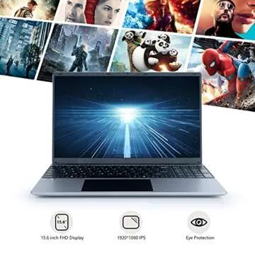 ANMESC Laptop, 15.6" 1080P Full HD Display High Performance Quad-Core Intel Celeron N5095 Processors 12GB DDR4 512GB SSD Windows 11 Laptop Computers, 2.4G/5G WiFi, Bluetooth 4.2, Long Battery Life