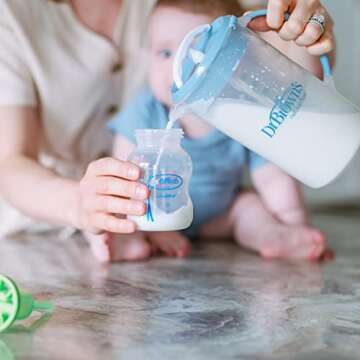 Dr. Brown's Baby Formula Mixing Pitcher 32oz, Blue with Anti-Colic Options+ Narrow Baby Bottles, 4 Pack, 4 oz