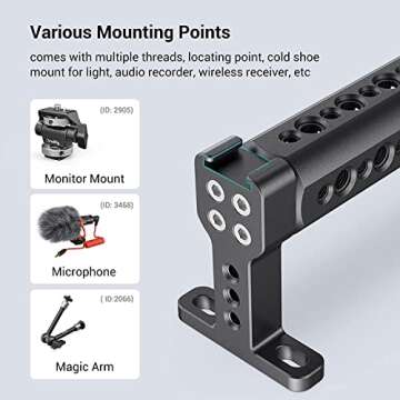 SmallRig Camera Top Handle Grip, DSLR Cage Handle with Cold Shoe Mount for Camera Rig - 1638